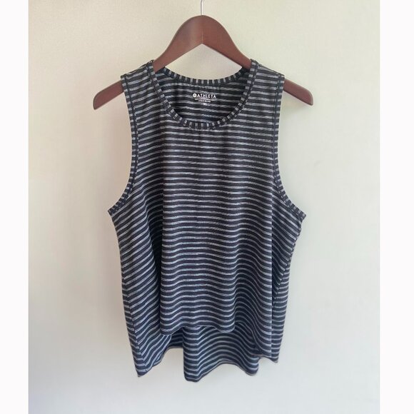 🆕 Athleta Women's Chi Striped Black/Bright White Striped Muscle Tank - Picture 3 of 9